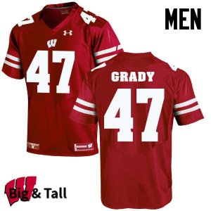 Men's Wisconsin Badgers NCAA #47 Griffin Grady Red Authentic Under Armour Big & Tall Stitched College Football Jersey QM31F56YM